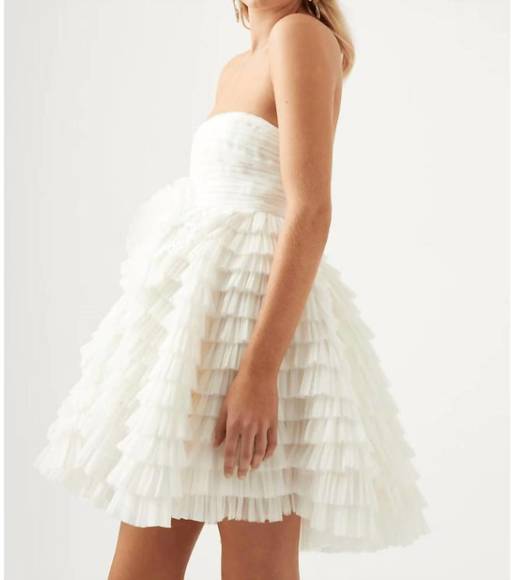 NEW AJE. expressive pleated mini dress in ivory - Picture 2 of 3